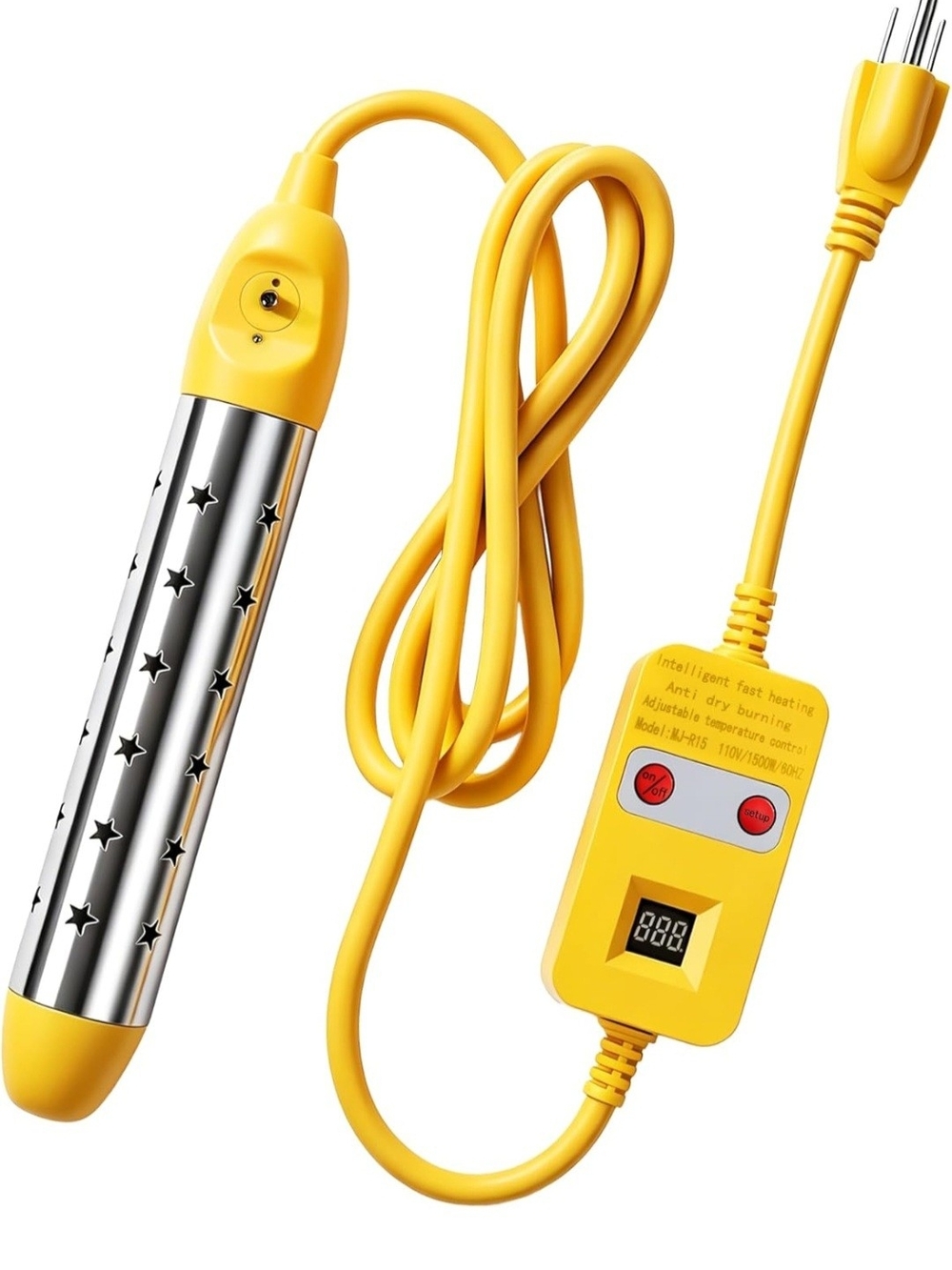 Portable Immersion Water Heater Electric - 1500W Fast Heating Bucket Heater, Tem
